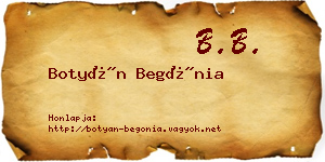 Botyán Begónia névjegykártya